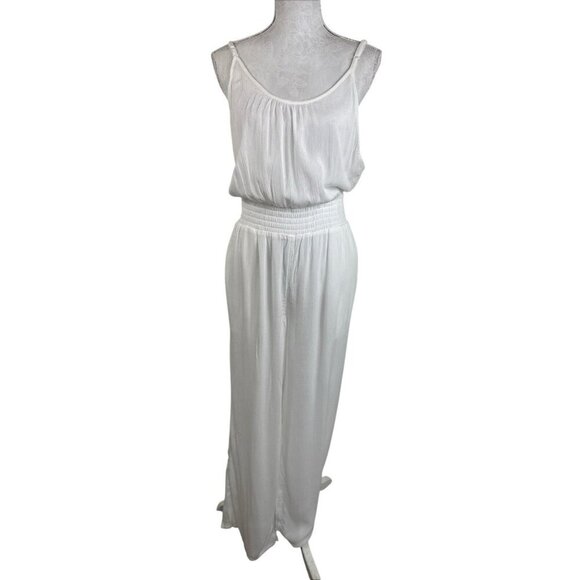 Prana Women's M  Fernie Wide Leg Jumpsuit Swim Coverup Gauzy White NWT 9700 - Picture 2 of 16